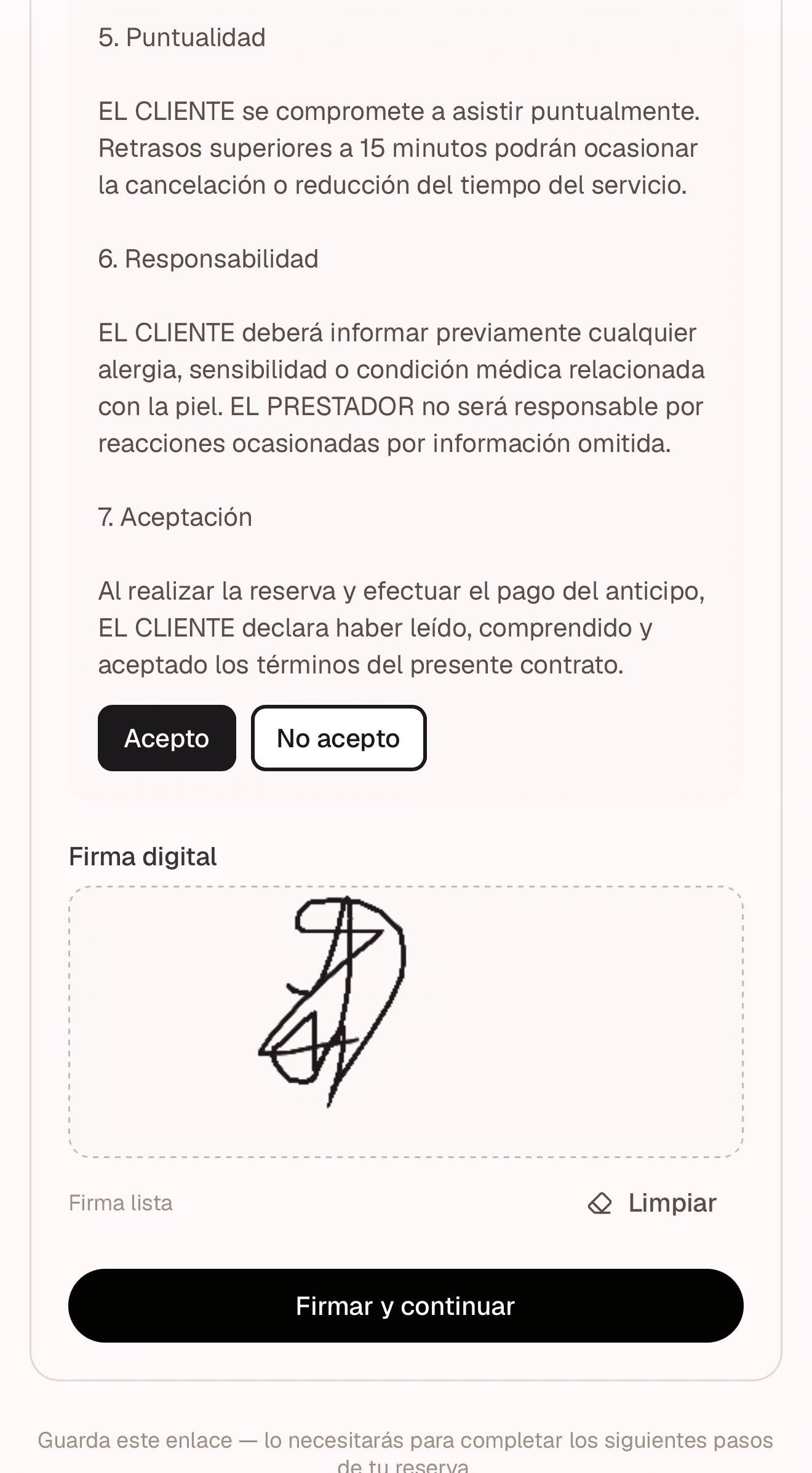 Contrato de prestación de servicios firmado digitalmente desde el celular
